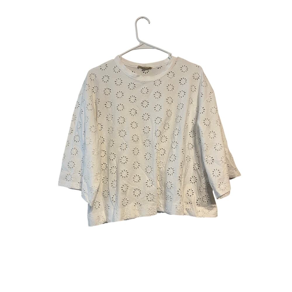 Madewell Embroidered Wide-Sleeve Boxy Tee in White NWT! - Picture 5 of 10